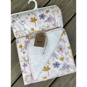 New Chick Pea Baby Girl Blanket Purple Dinosaurs Unicorn/ Rainbow Sherpa Reverse